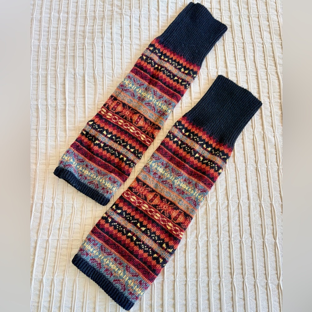 🖤3/$15🖤 Fair Isle black multicolored Knit Leg Warmers/footless boot socks